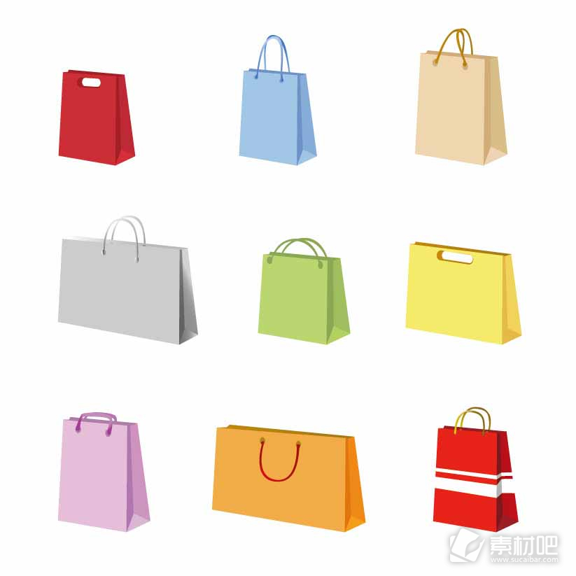 时尚纸质购物袋矢量素材