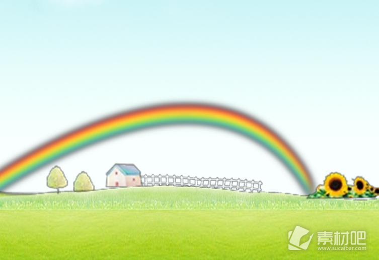 彩虹下的农场PPT模板