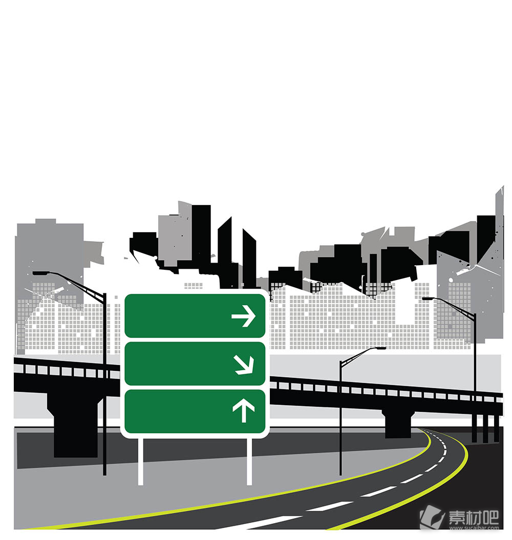 城市公路指示牌矢量素材