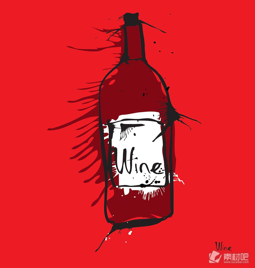 红色葡萄酒瓶矢量素材
