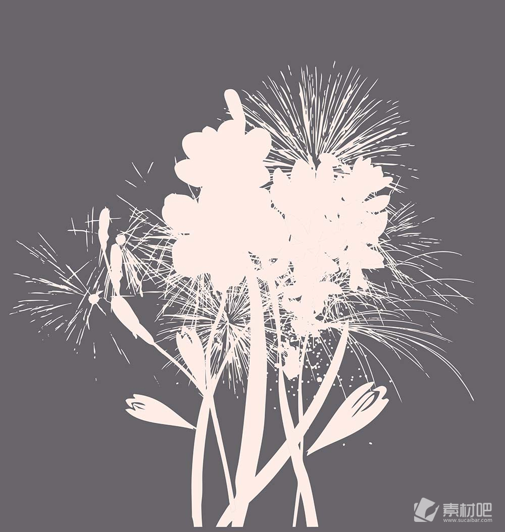 纯白色花卉矢量素材