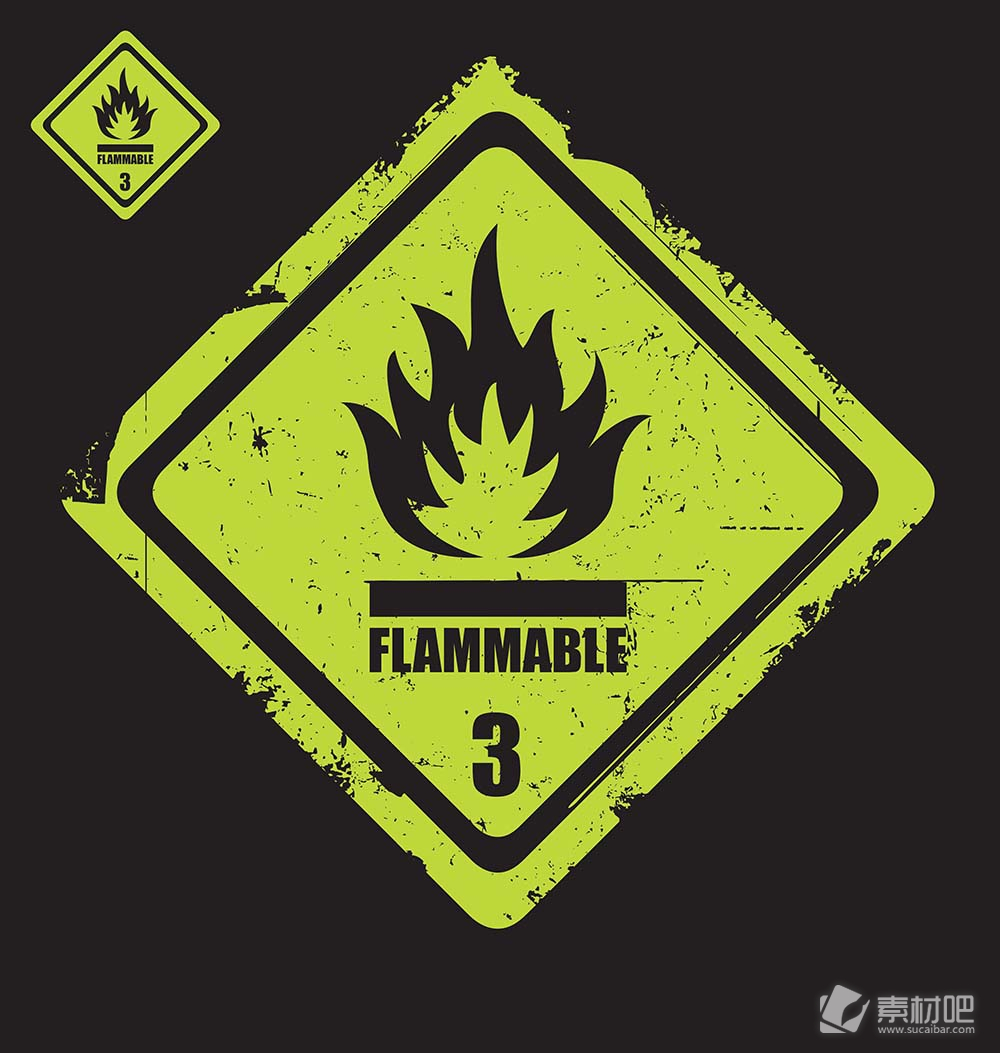 火焰易燃物警告牌矢量素材