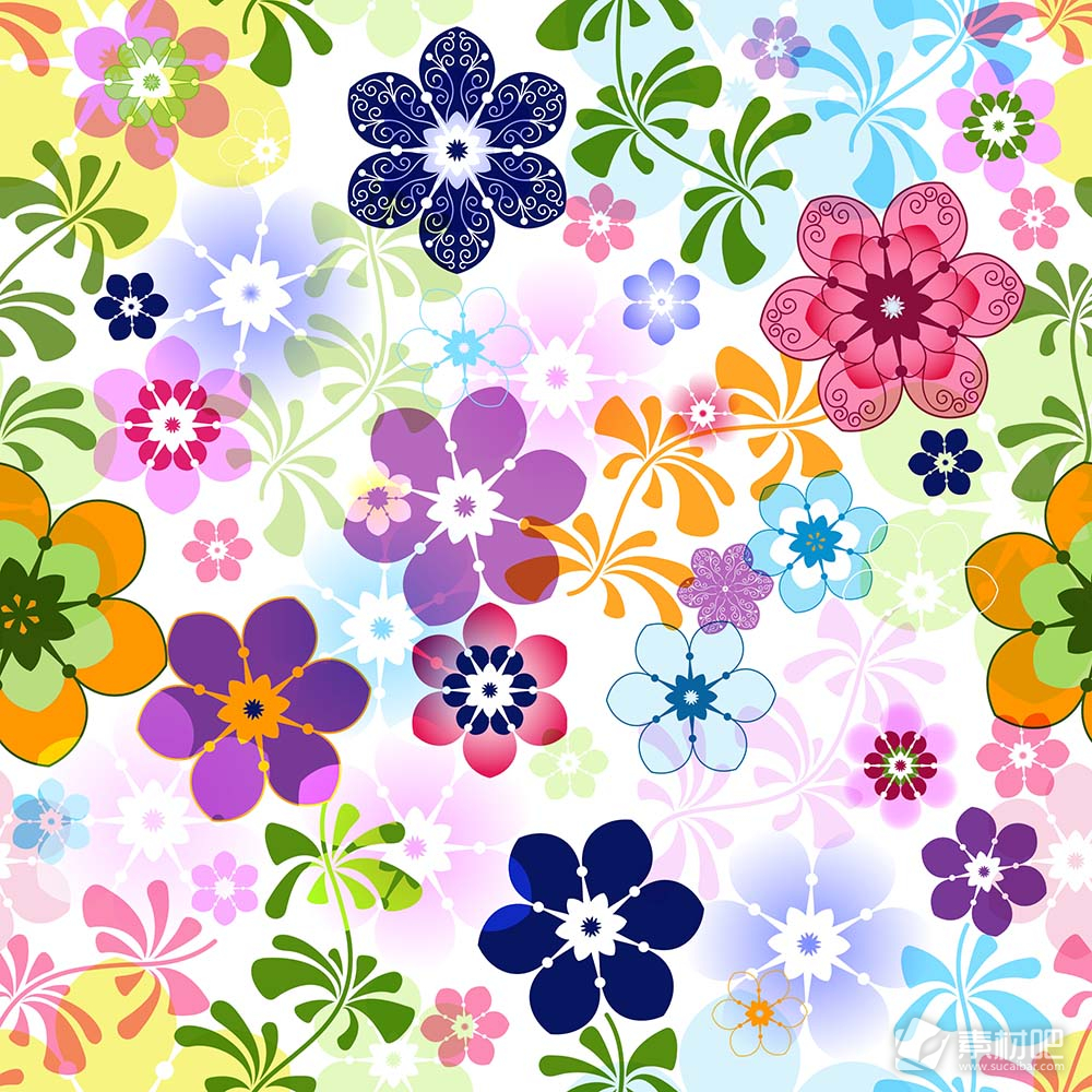五彩缤纷花朵图案矢量素材