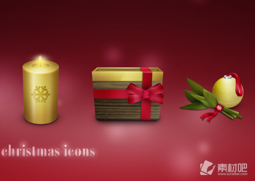 蜡烛彩球礼盒圣诞礼物图标