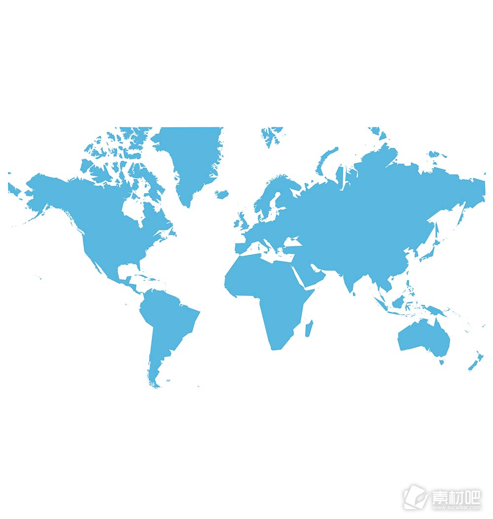 蓝色彩绘世界地图矢量素材