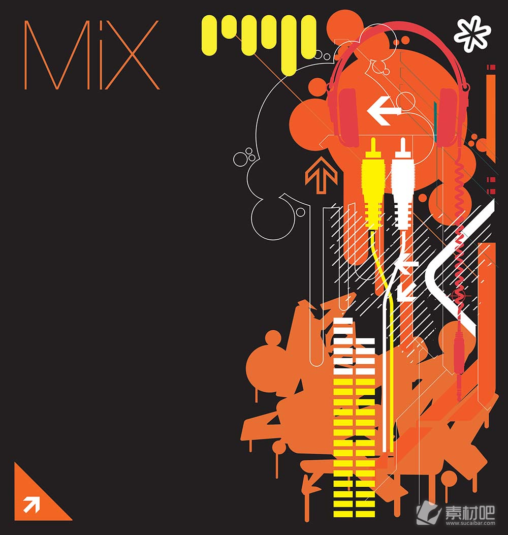 橙色动感音乐海报设计海报矢量素材