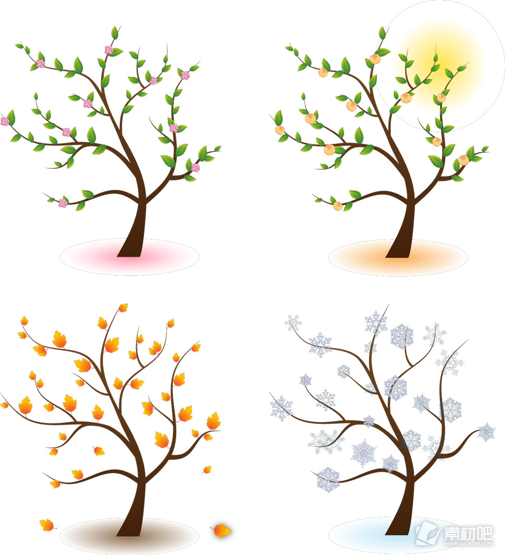 创意四季树个性矢量素材