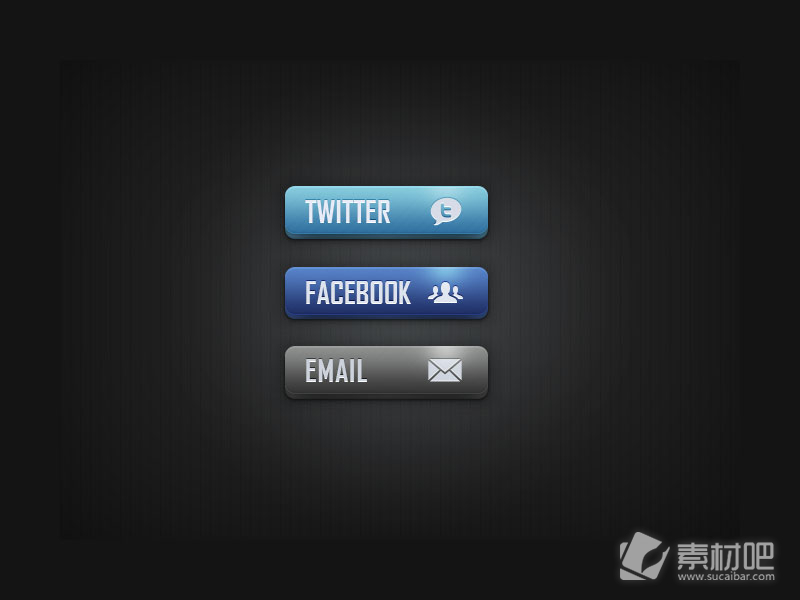 推特/facebook/email按钮设计PSD素材