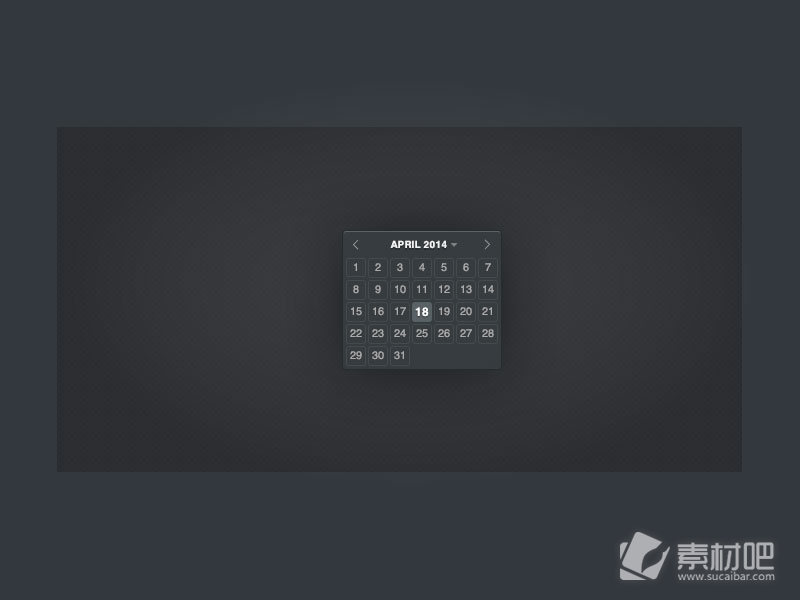 黑色背景手机日历界面设计PSD素材