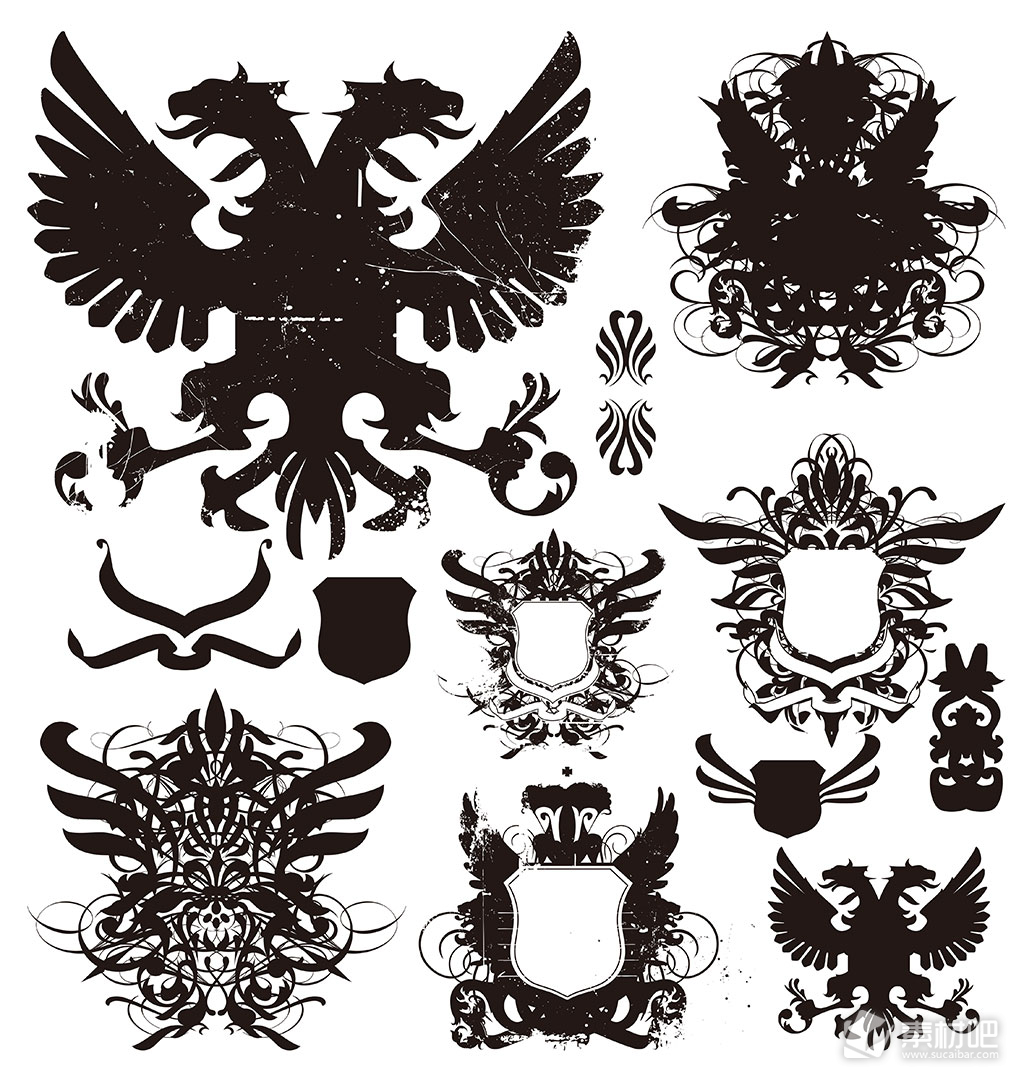老鹰盾牌纹章设计矢量素材