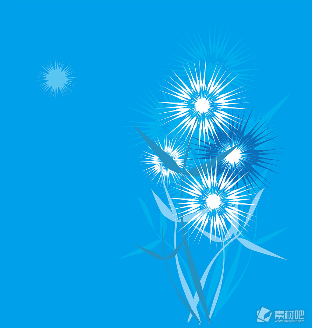 蓝色背景花卉矢量素材