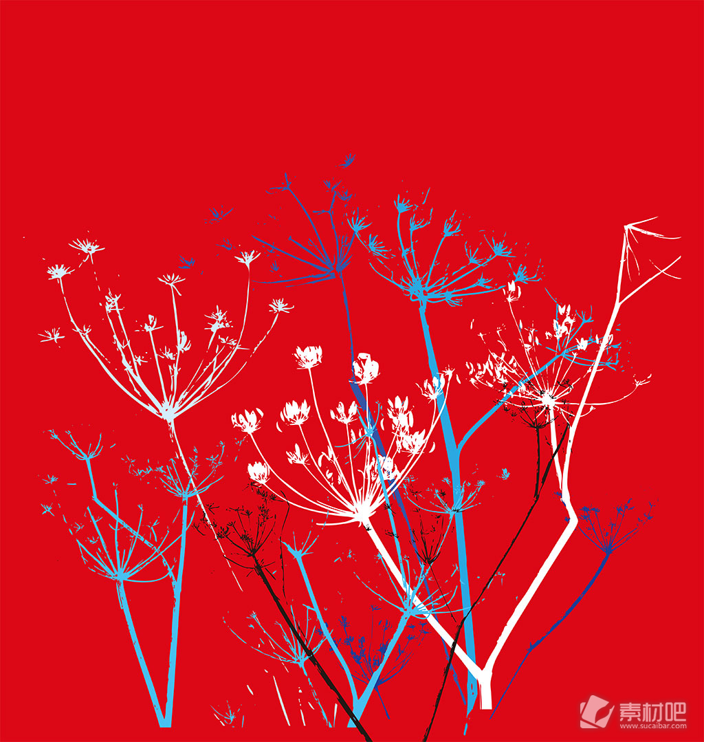 红色背景花卉矢量素材