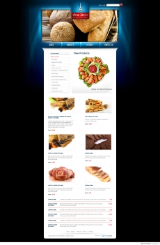 蓝色导航美食网站设计图片