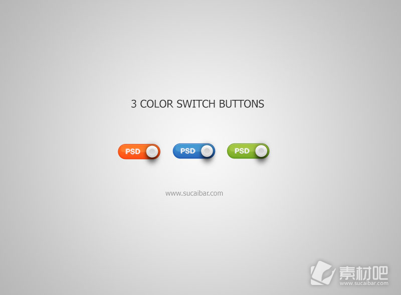 三种颜色开关按钮PSD素材