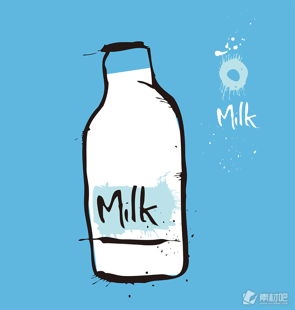 蓝色背景牛奶矢量素材