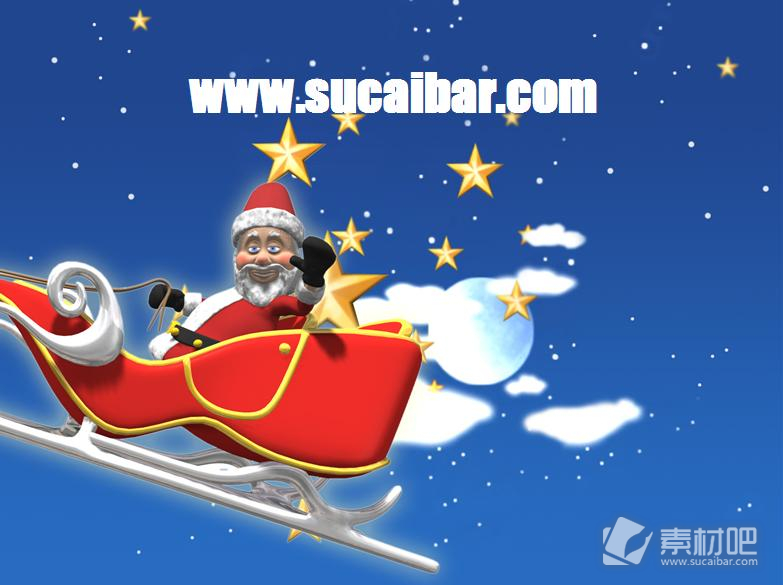 空中飞驰的圣诞老人圣诞节PPT模板