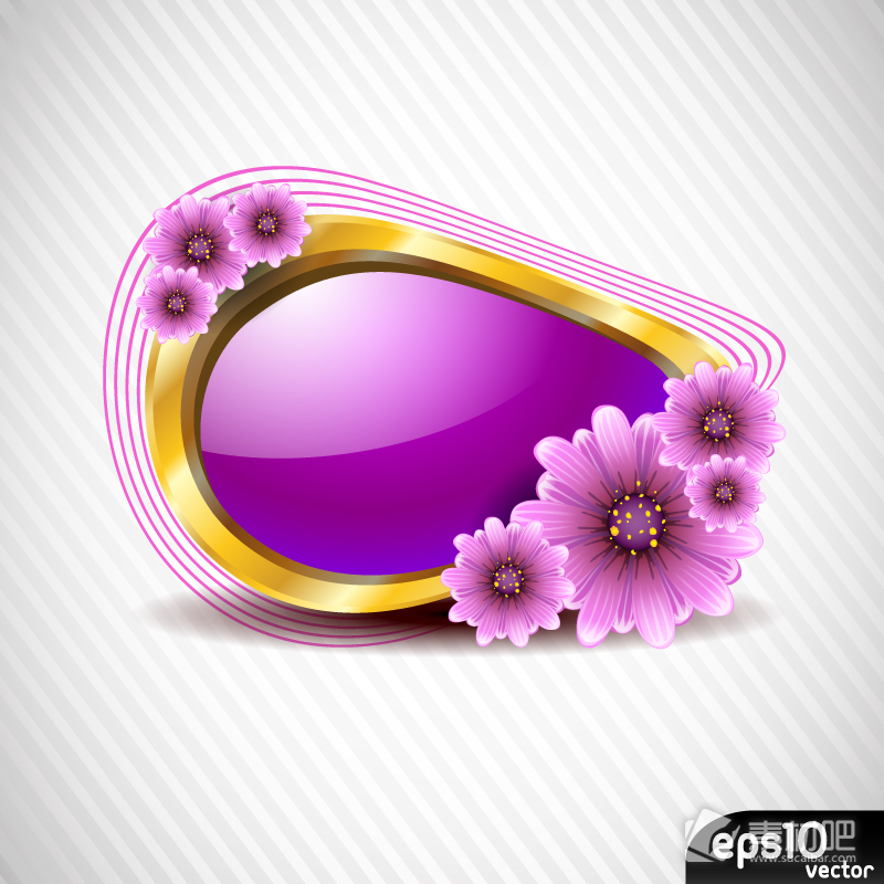 紫色花朵对话泡泡设计矢量素材