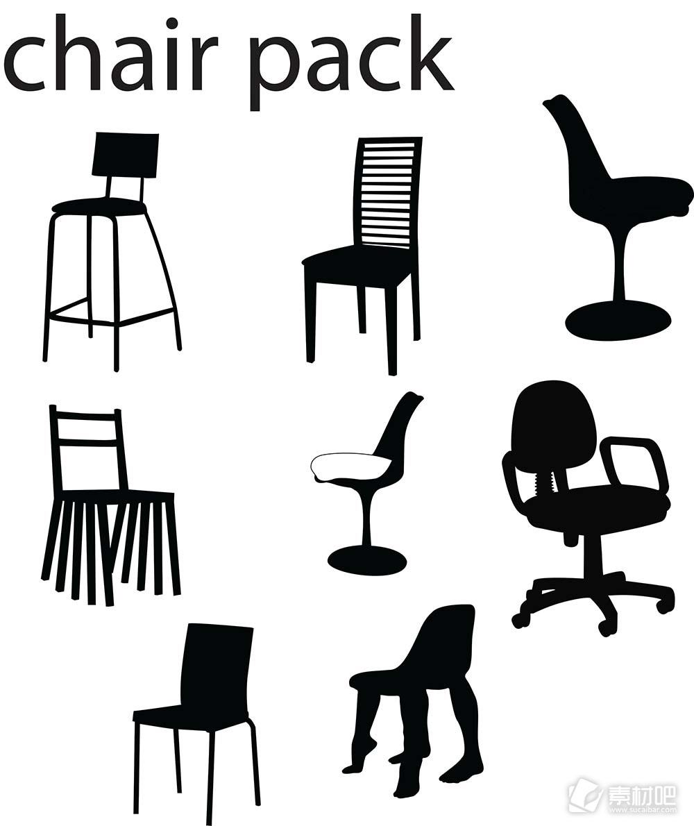 八种不同的椅子矢量素材