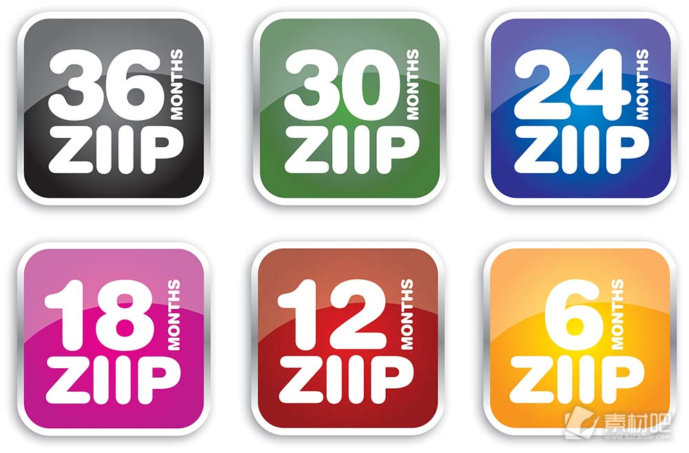 ZIIP彩色图标矢量素材