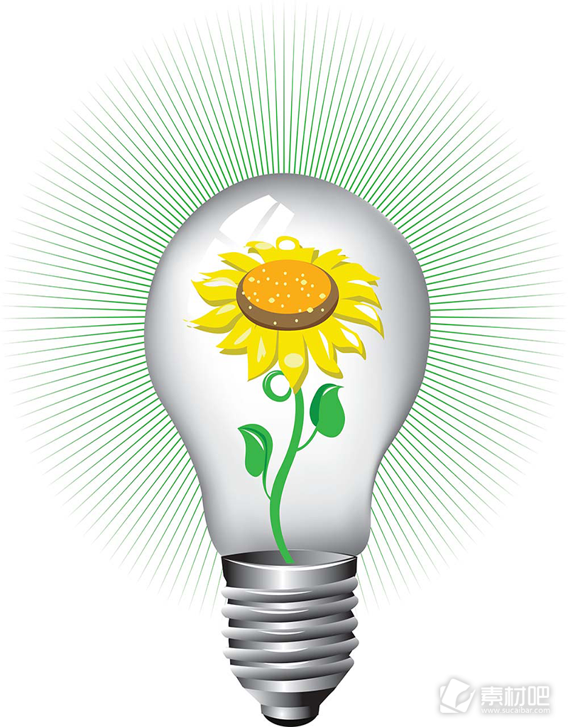 创新向日葵灯泡矢量素材