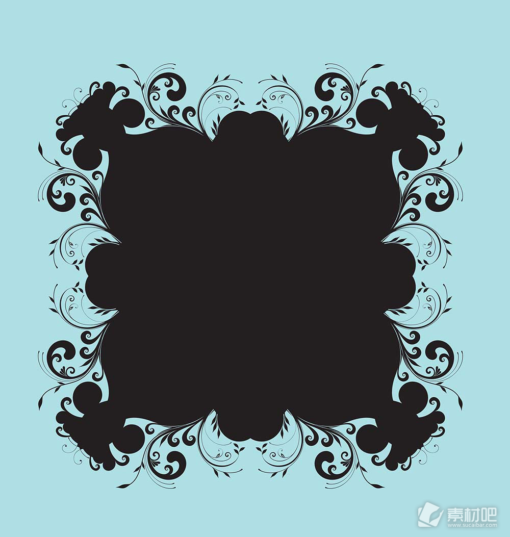 黑色花卉边框矢量素材