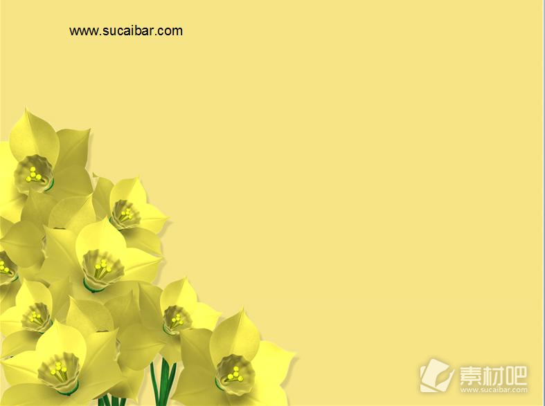 黄玫瑰花黄色背景植物PPT模板