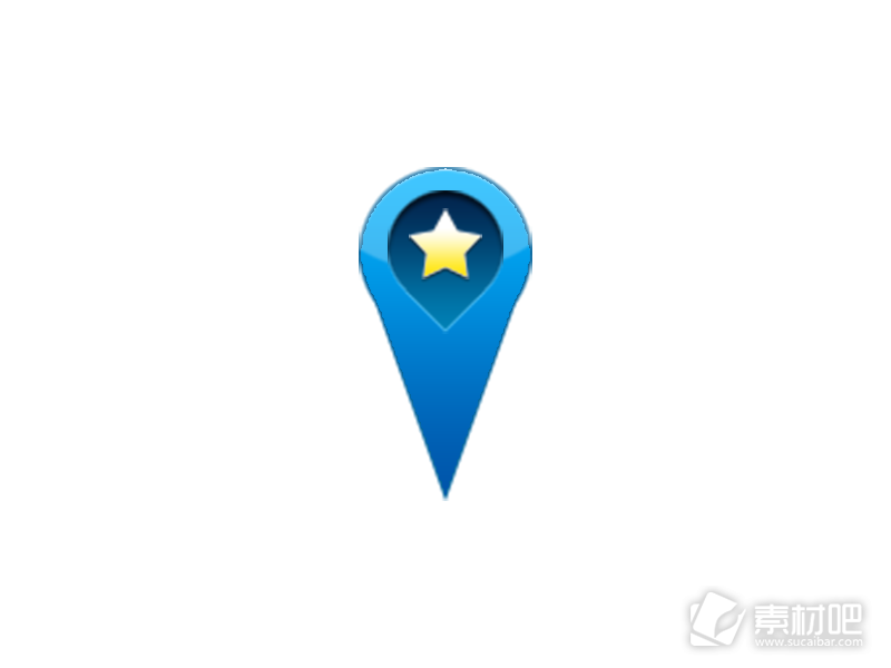 蓝色GPS地图星星图标PSD素材