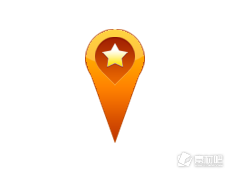 橙色GPS地图星星图标PSD素材
