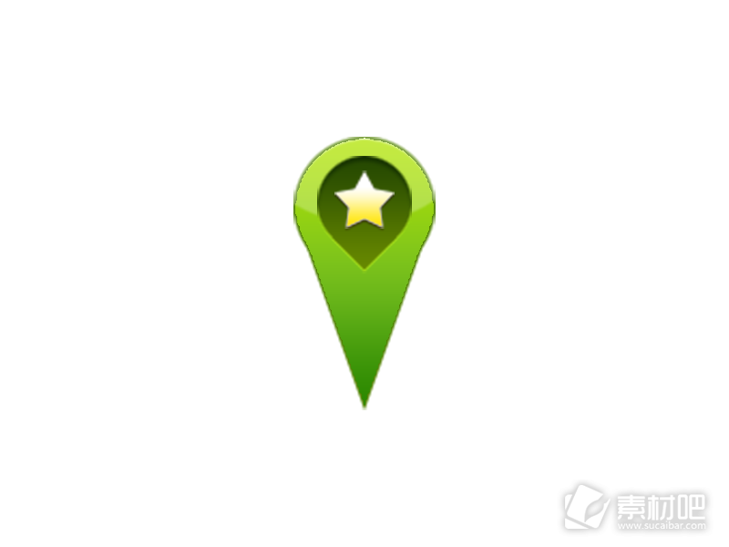 绿色GPS地图星星图标PSD素材