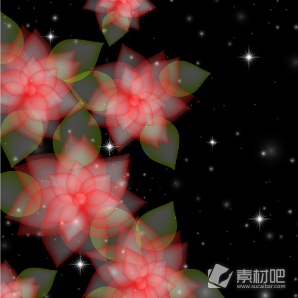 红色花卉梦幻背景设计矢量素材