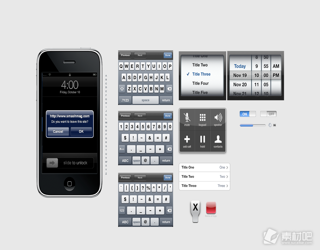 新iPhone的图形用户界面PSD素材
