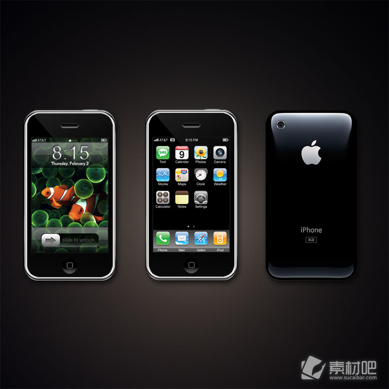 三台苹果手机PSD素材