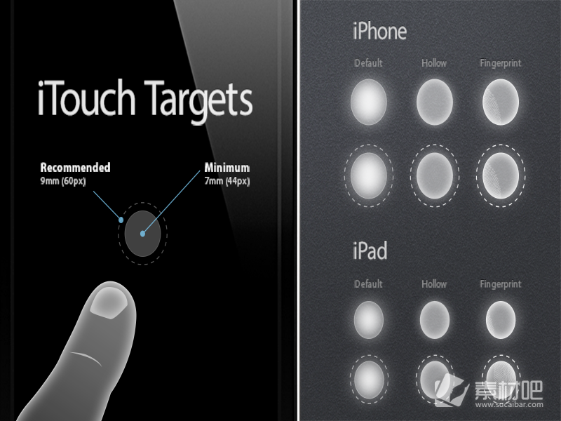 iPod iPhone屏幕触摸设置对比PSD素材