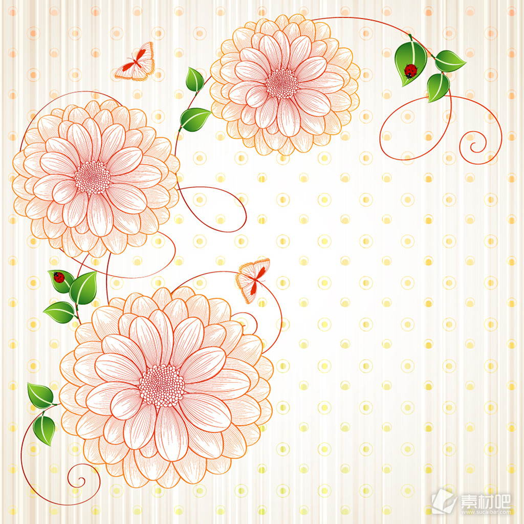粉红花卉装饰边框矢量素材