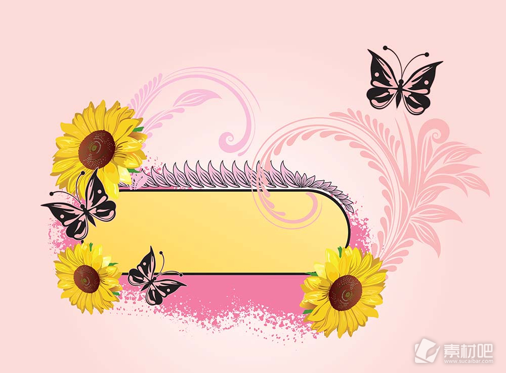 花卉蝴蝶边框矢量素材