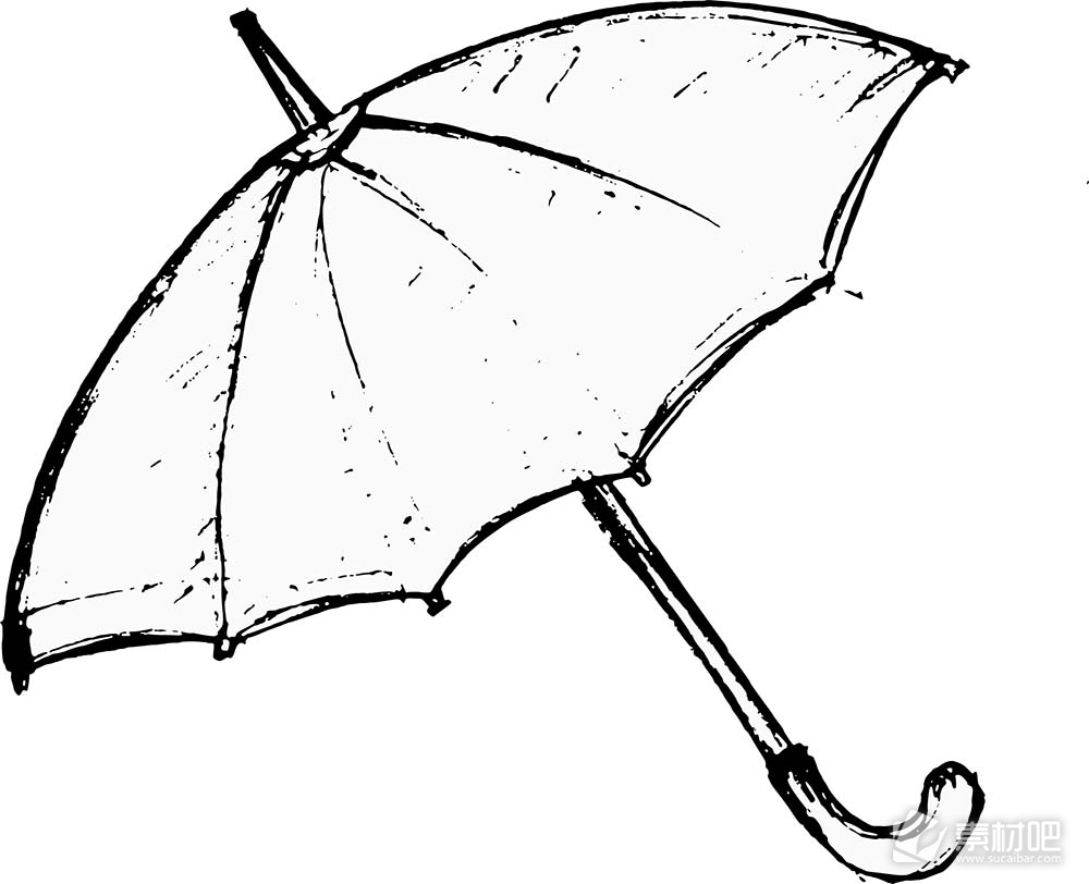 粗略线条雨伞矢量素材