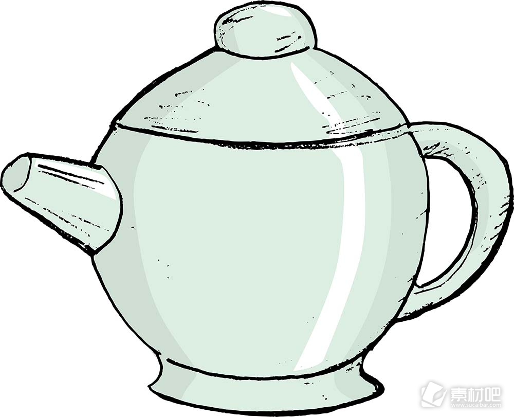 白瓷茶壶矢量素材