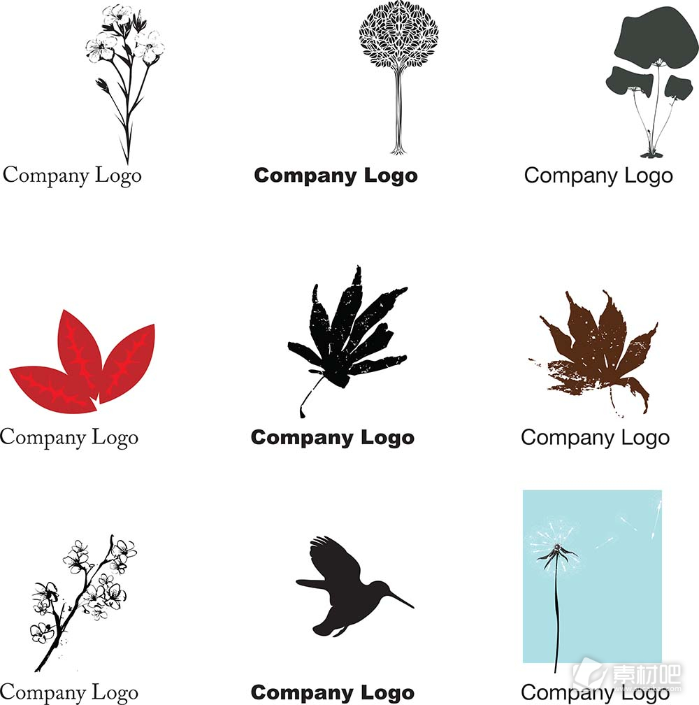 植物小鸟logo矢量素材