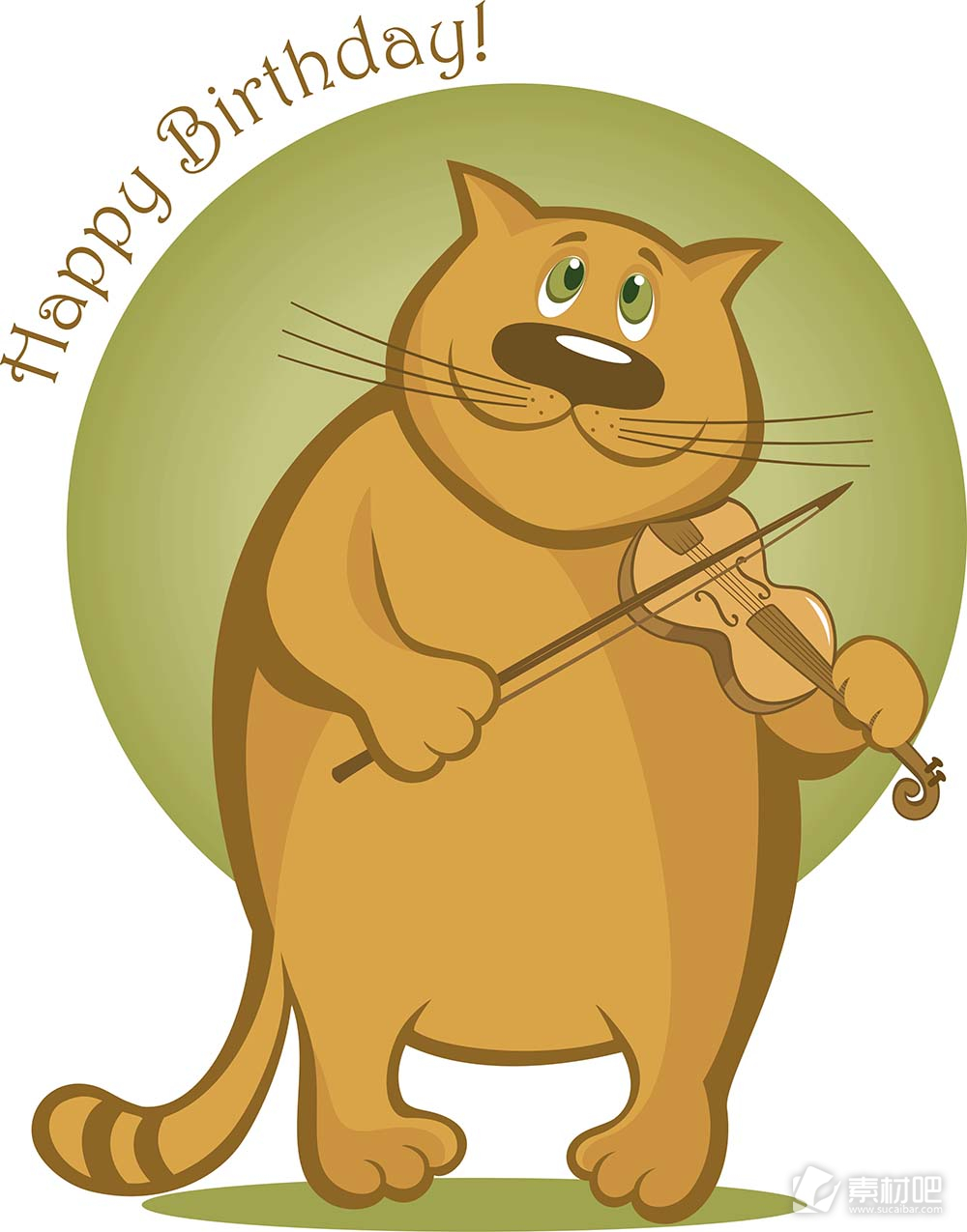拉小提琴的猫生日矢量素材