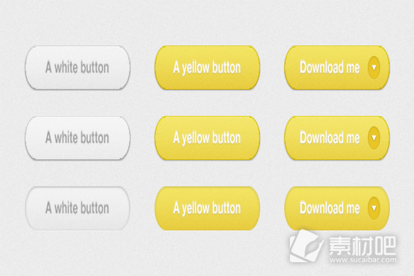 白色按钮黄色按钮下载按钮PSD素材