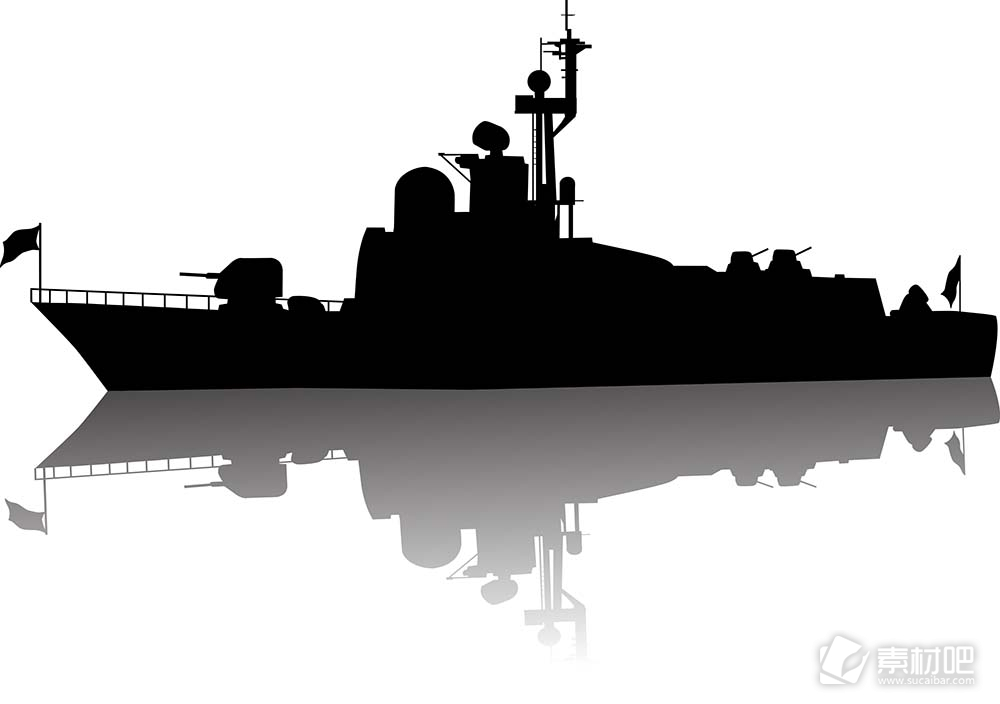 黑色战舰轮船矢量素材