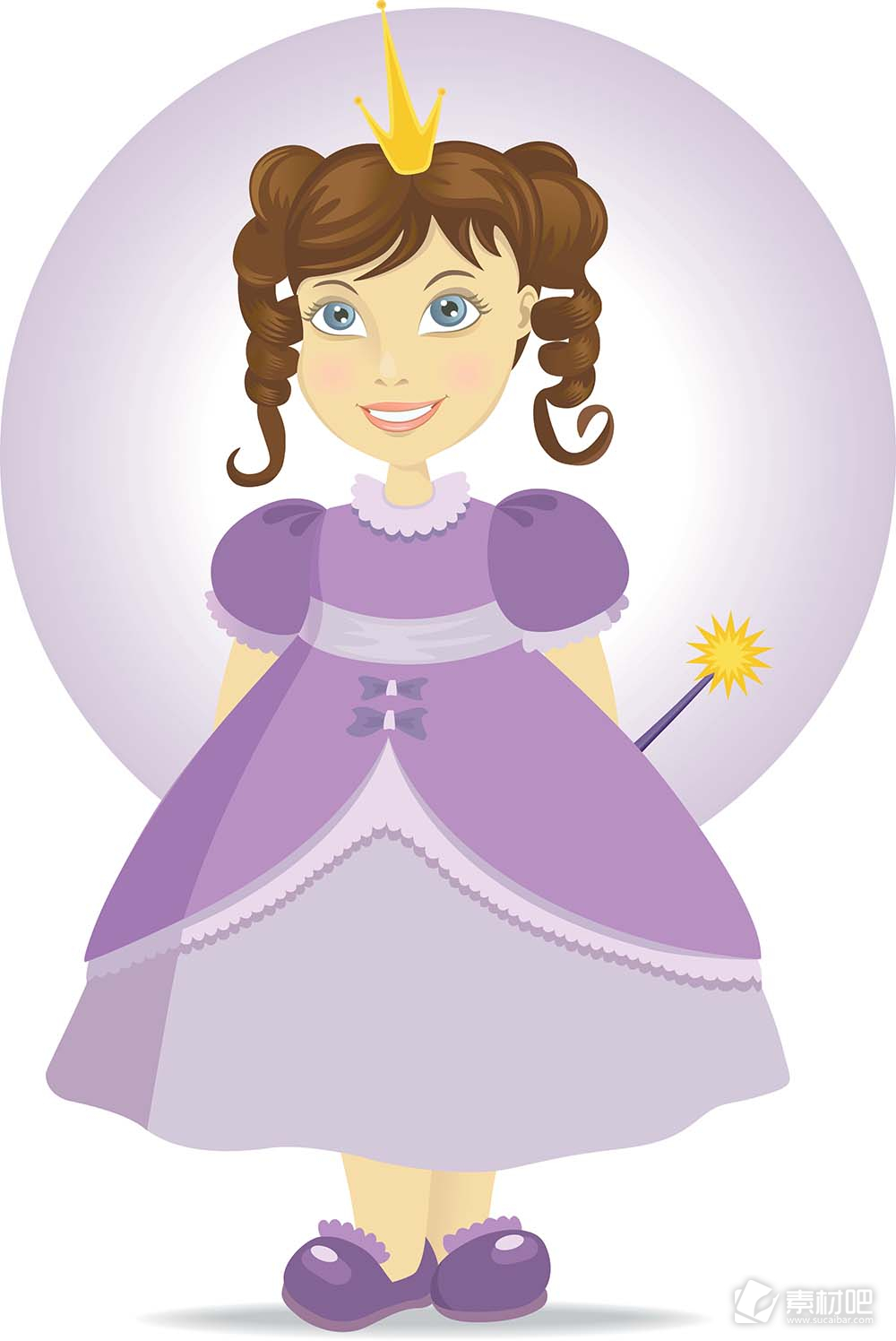 穿紫衣裙的小公主矢量素材