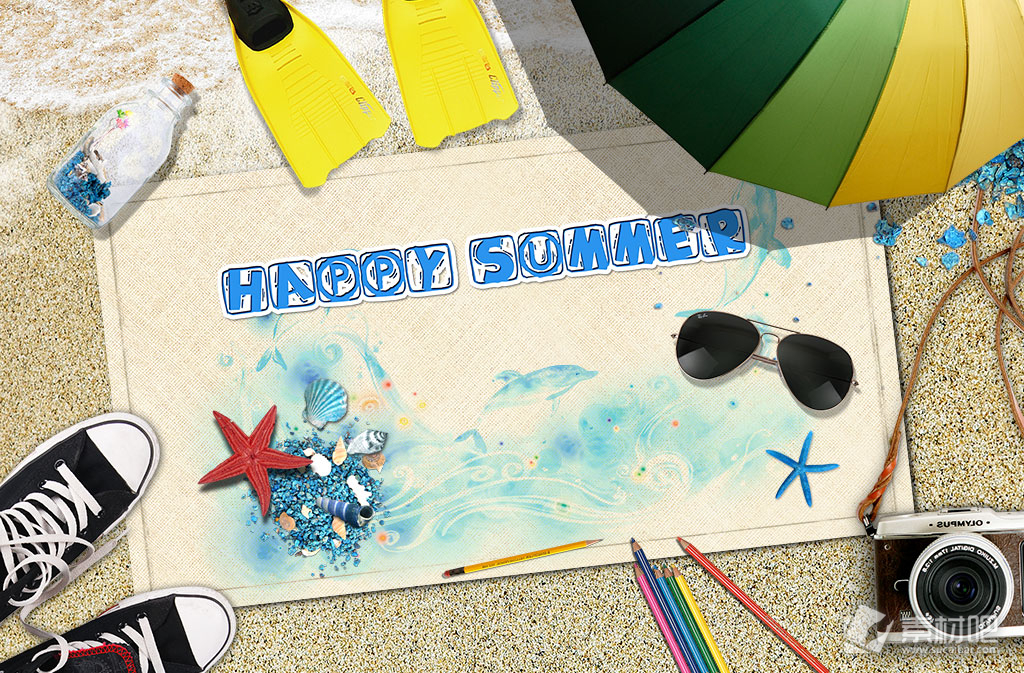 夏日沙滩娱乐宣传海报PSD素材