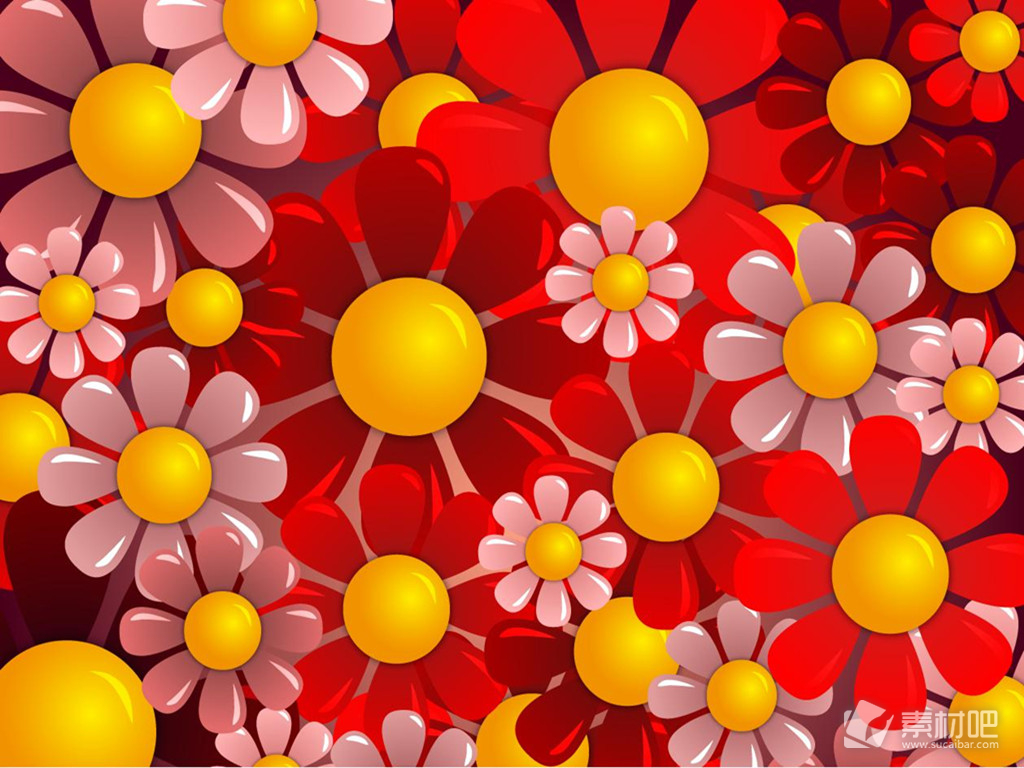 红色花朵矢量素材