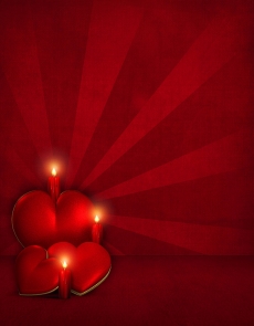 浪漫心形蜡烛红色光芒高清图片