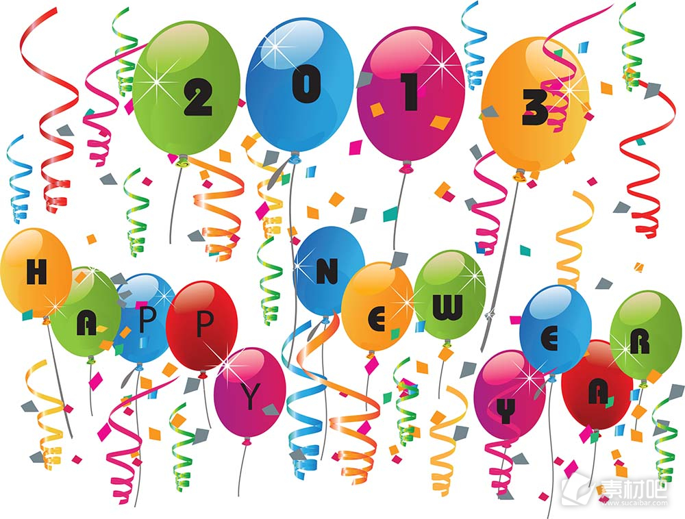 2013气球庆祝新年矢量素材
