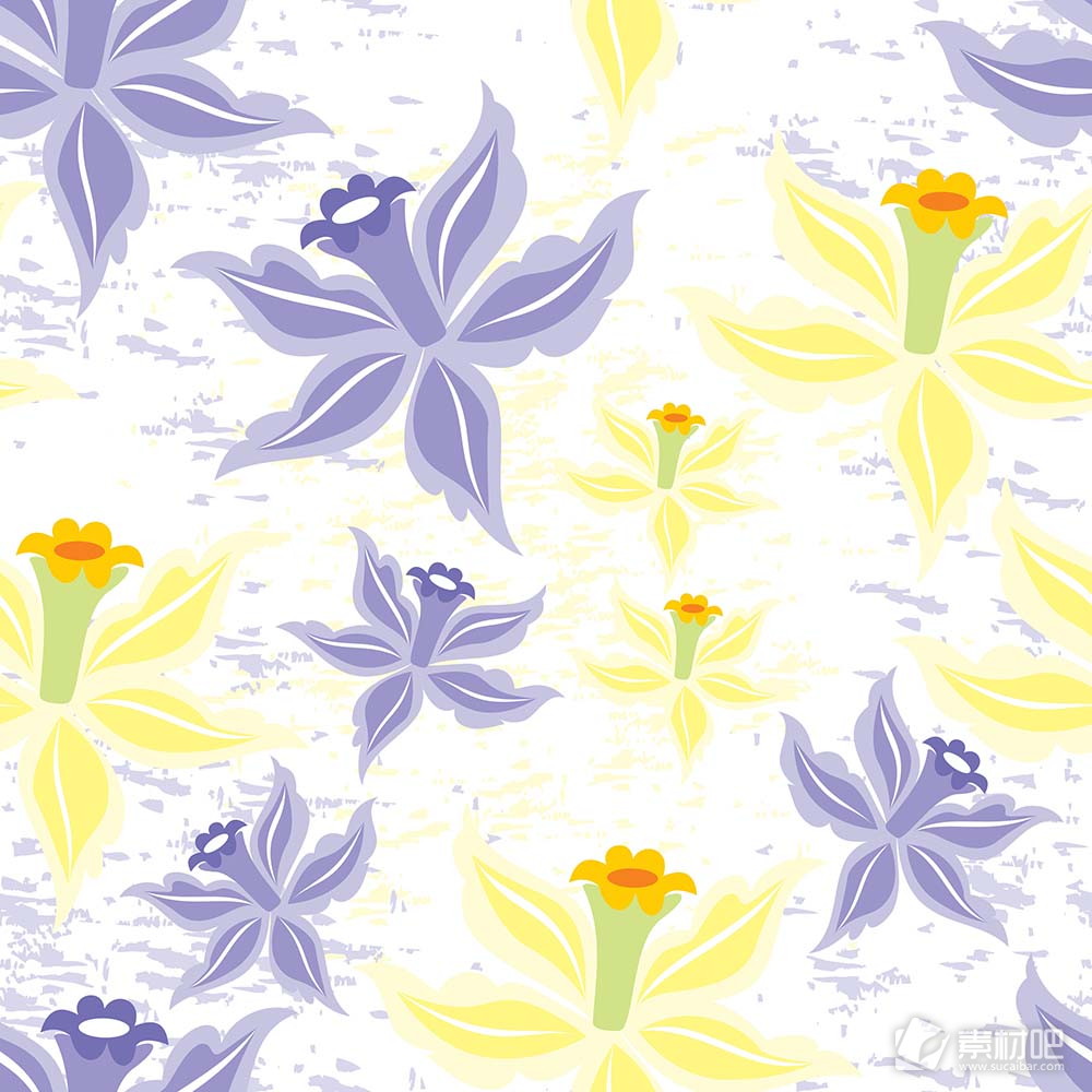 白色蓝斑背景黄色花朵矢量素材