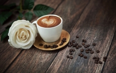 玫瑰爱心咖啡高清图片