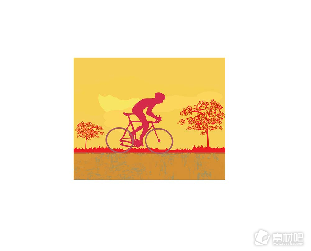 骑自行车锻炼的人矢量素材