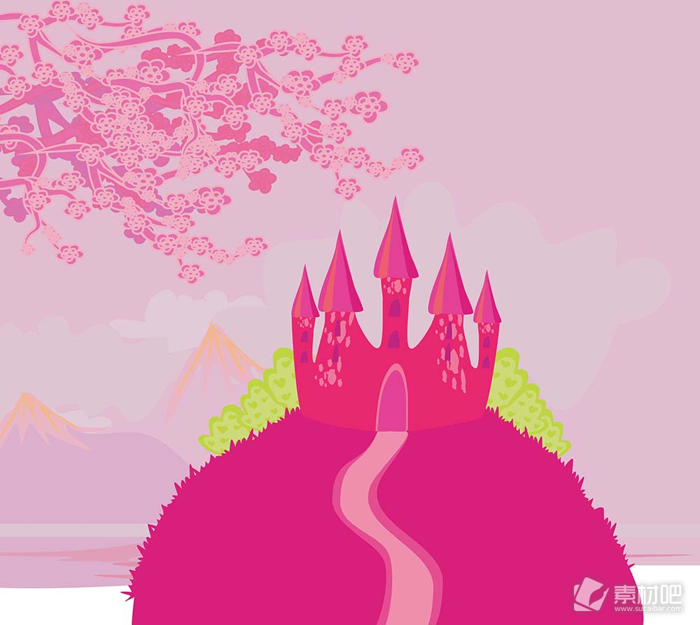 粉红城堡矢量素材